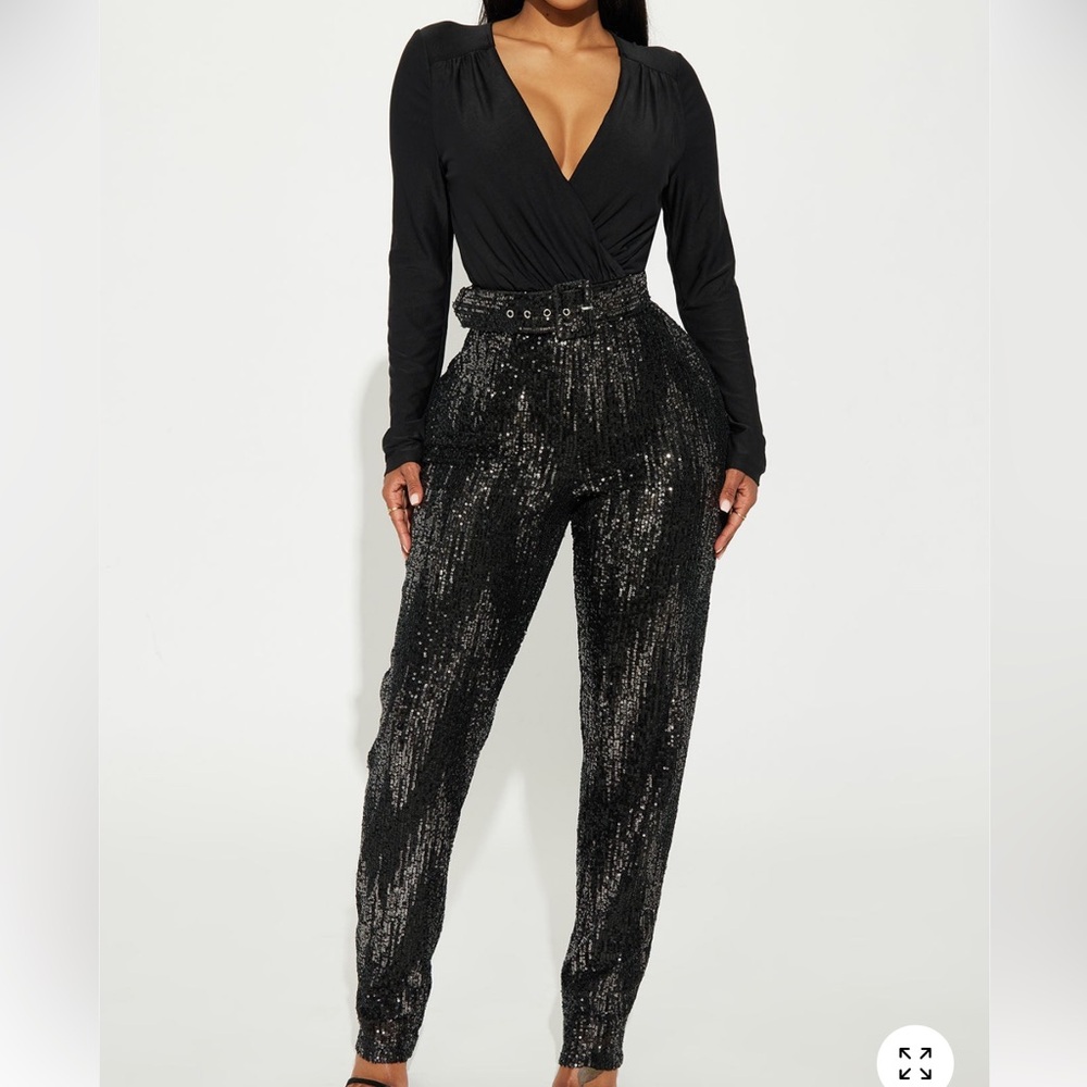 Elegant Black Sequin Jumpsuit (Fashion Nova)